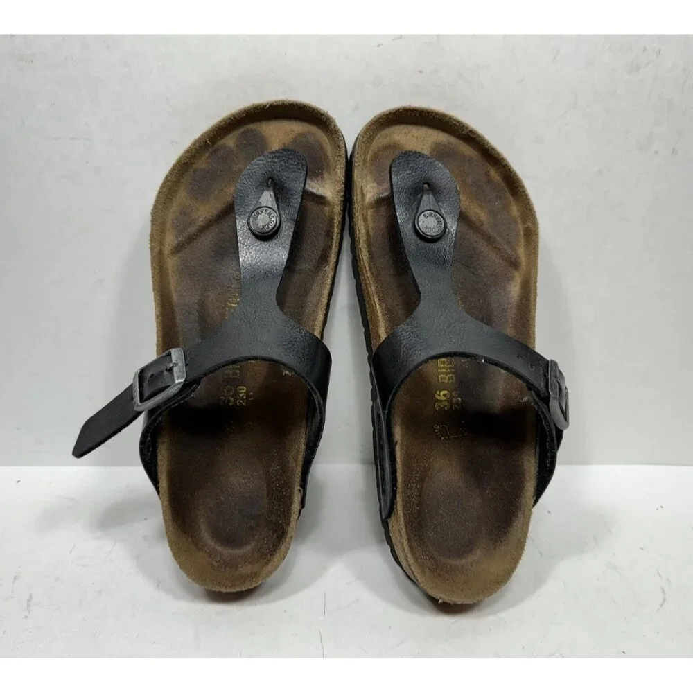 Birkenstock Gizeh‎ Women's Size 5 EU 36 Black Sandals Slides Flip Flops